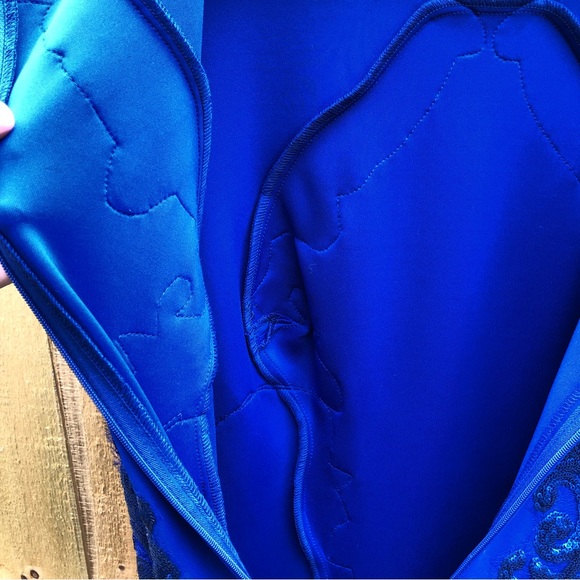 Tadashi Shoji Royal Blue Sheath Dress with Paisley Sequins Medium - Picture 10 of 12